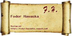 Fodor Havaska névjegykártya